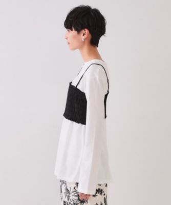 《ツインセット》シャーリングビスチェ×ロングＴシャツ【洗濯機洗い可】（２００２４３２８１０）