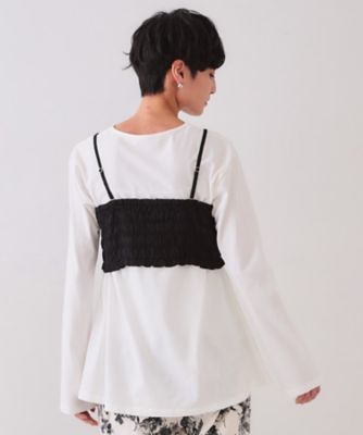 《ツインセット》シャーリングビスチェ×ロングＴシャツ【洗濯機洗い可】（２００２４３２８１０）