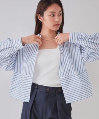 【SALE】OPAQUE.CLIP (Women)/オペークドットクリップ 《andGIRL掲載》ストライプフォルムシャツ(2002432849) シロ303 トップス【三越伊勢丹/公式】