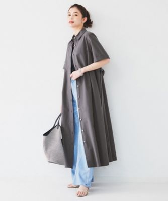 【コットン１００／前開き／夏ワンピ】ロングシャツワンピース（２００２４３３１７３）