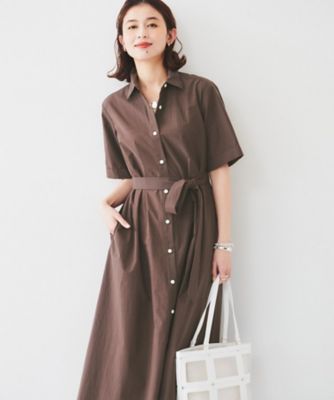 【コットン１００／前開き／夏ワンピ】ロングシャツワンピース（２００２４３３１７３）