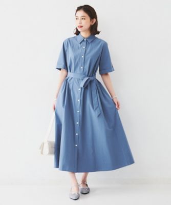 【コットン１００／前開き／夏ワンピ】ロングシャツワンピース（２００２４３３１７３）