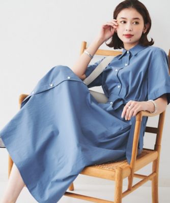 【コットン１００／前開き／夏ワンピ】ロングシャツワンピース（２００２４３３１７３）