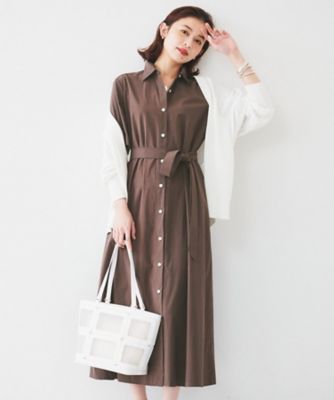 【コットン１００／前開き／夏ワンピ】ロングシャツワンピース（２００２４３３１７３）