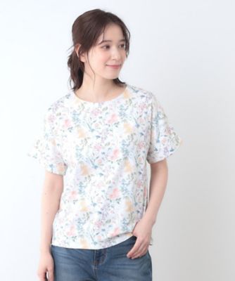 ＜LAURA ASHLEY＞【母の日ギフトにおすすめ！日本製／コットン１００％】エルストンガーデン柄スムースＴシャツ（２００２４３３２３３）