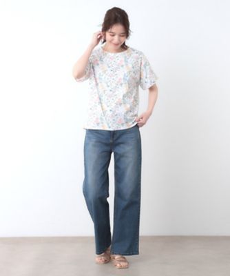 【母の日ギフトにおすすめ！日本製／コットン１００％】エルストンガーデン柄スムースＴシャツ（２００２４３３２３３）
