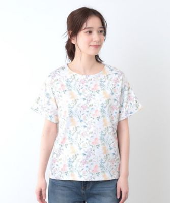 【母の日ギフトにおすすめ！日本製／コットン１００％】エルストンガーデン柄スムースＴシャツ（２００２４３３２３３）