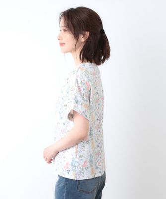 【母の日ギフトにおすすめ！日本製／コットン１００％】エルストンガーデン柄スムースＴシャツ（２００２４３３２３３）