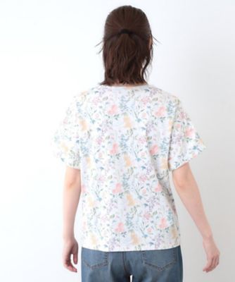 【母の日ギフトにおすすめ！日本製／コットン１００％】エルストンガーデン柄スムースＴシャツ（２００２４３３２３３）