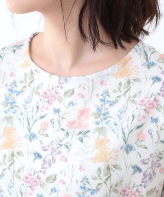 【母の日ギフトにおすすめ！日本製／コットン１００％】エルストンガーデン柄スムースＴシャツ（２００２４３３２３３）