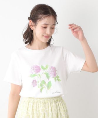 ＜LAURA ASHLEY＞【コットン１００％／洗える】ハイドランジア柄Ｔシャツ（２００２４３３２３４）