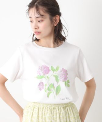 【コットン１００％／洗える】ハイドランジア柄Ｔシャツ（２００２４３３２３４）