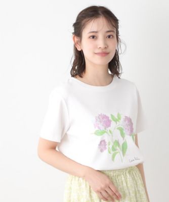 【コットン１００％／洗える】ハイドランジア柄Ｔシャツ（２００２４３３２３４）