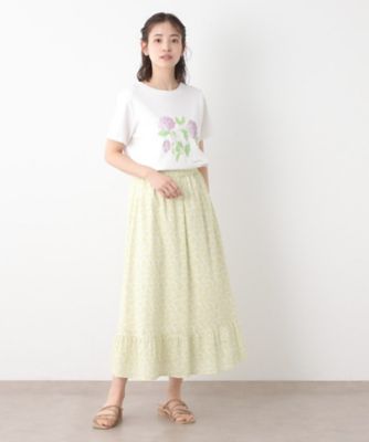 【コットン１００％／洗える】ハイドランジア柄Ｔシャツ（２００２４３３２３４）