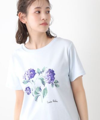 【コットン１００％／洗える】ハイドランジア柄Ｔシャツ（２００２４３３２３４）