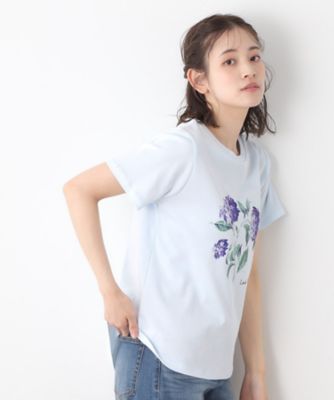 【コットン１００％／洗える】ハイドランジア柄Ｔシャツ（２００２４３３２３４）