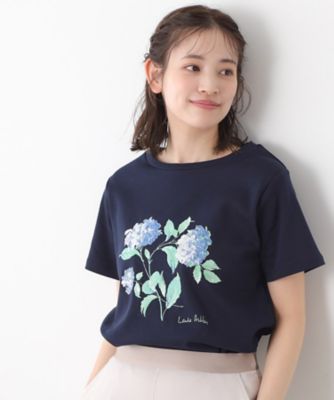 【コットン１００％／洗える】ハイドランジア柄Ｔシャツ（２００２４３３２３４）