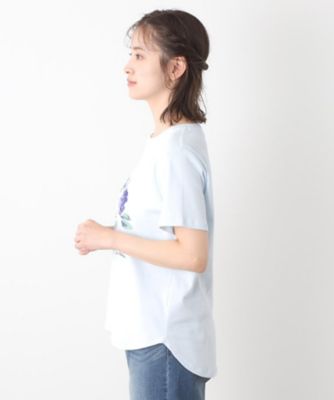 【コットン１００％／洗える】ハイドランジア柄Ｔシャツ（２００２４３３２３４）