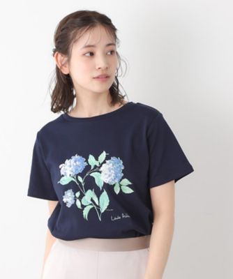 【コットン１００％／洗える】ハイドランジア柄Ｔシャツ（２００２４３３２３４）
