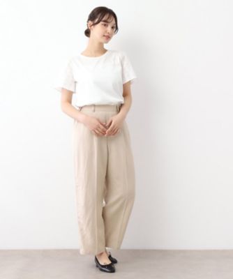 洗える／コットン100％／袖レース】デザインTシャツ