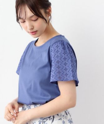 【洗える／コットン１００％／日本製／袖レース】デザインＴシャツ（２００２４３３２３５）