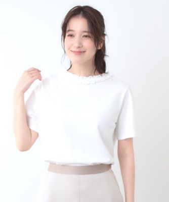 【前後２ＷＡＹ／コットン１００％／日本製】フリルネック　Ｔシャツ（２００２４３３２３６）