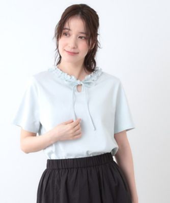 【前後２ＷＡＹ／コットン１００％／日本製】フリルネック　Ｔシャツ（２００２４３３２３６）