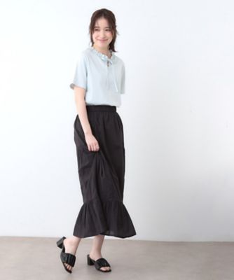 【前後２ＷＡＹ／コットン１００％／日本製】フリルネック　Ｔシャツ（２００２４３３２３６）