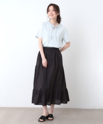 【前後２ＷＡＹ／コットン１００％／日本製】フリルネック　Ｔシャツ（２００２４３３２３６）