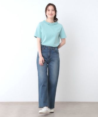 【前後２ＷＡＹ／コットン１００％／日本製】フリルネック　Ｔシャツ（２００２４３３２３６）