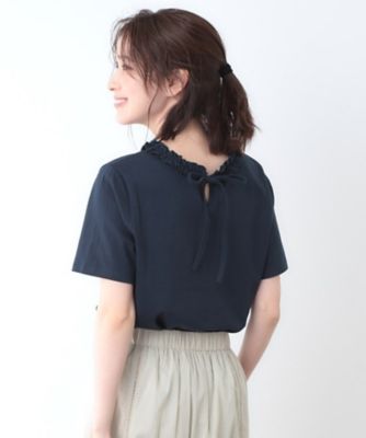 【前後２ＷＡＹ／コットン１００％／日本製】フリルネック　Ｔシャツ（２００２４３３２３６）