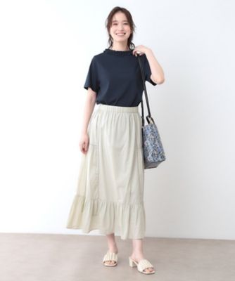 【前後２ＷＡＹ／コットン１００％／日本製】フリルネック　Ｔシャツ（２００２４３３２３６）