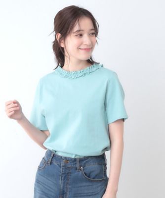 【前後２ＷＡＹ／コットン１００％／日本製】フリルネック　Ｔシャツ（２００２４３３２３６）