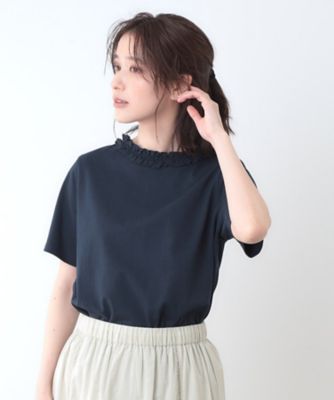 【前後２ＷＡＹ／コットン１００％／日本製】フリルネック　Ｔシャツ（２００２４３３２３６）