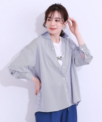 【Ｓ－ＬＬ／ひんやり／ＵＶ／吸水速乾／洗濯後しわになりにくい】ラッシュガードにもなる　ストライプ前開きシャツ（２００２４３３４６７）