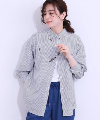 【Ｓ－ＬＬ／ひんやり／ＵＶ／吸水速乾／洗濯後しわになりにくい】ラッシュガードにもなる　ストライプ前開きシャツ（２００２４３３４６７）