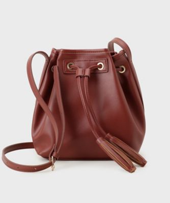 タッセル巾着デザインミニショルダーバッグ