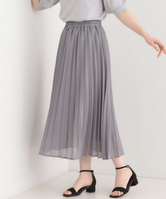 ＜SHOO LA RUE (Women)＞【Ｓ－ＬＬ】カジュアルにもきれいめにも　光沢シフォン　プリーツスカート（２００２４３３６４４）