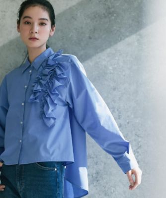 4月末までお値下げ　新品タグ付き　archivio フリル付きシャツ 40 andGIRL掲載》フリルデザインシャツ【洗濯機洗い可