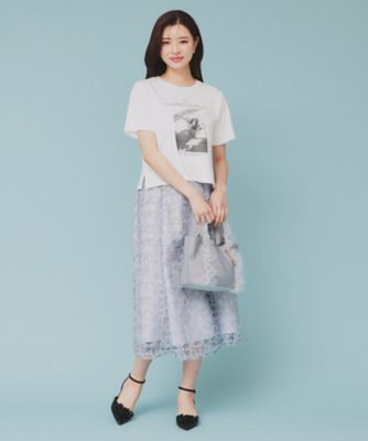箔プリントショート丈Ｔシャツ【ＵＶ／接触冷感／洗濯機洗い可】（２００２４３３８０７）