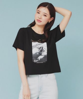箔プリントショート丈Ｔシャツ【ＵＶ／接触冷感／洗濯機洗い可】（２００２４３３８０７）