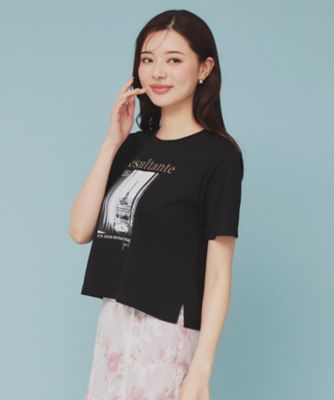 箔プリントショート丈Ｔシャツ【ＵＶ／接触冷感／洗濯機洗い可】（２００２４３３８０７）