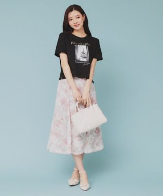 箔プリントショート丈Ｔシャツ【ＵＶ／接触冷感／洗濯機洗い可】（２００２４３３８０７）