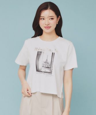 箔プリントショート丈Ｔシャツ【ＵＶ／接触冷感／洗濯機洗い可】（２００２４３３８０７）