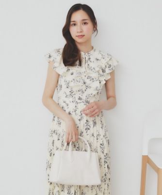 《美人百花掲載》フリルプリーツ花柄ワンピース【洗濯機洗い可／イージーアイロン／防シワ】（２００２４３３８２６）