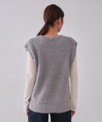 andGIRL掲載》ラメシャギーニットベスト【洗濯機洗い可／抗ピル