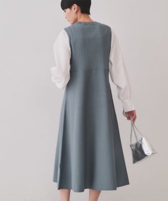 フハクスリーブドッキングニットワンピース【洗濯機洗い可／抗ピル