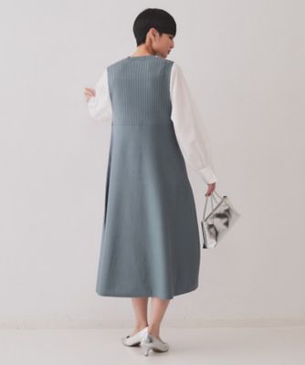 フハクスリーブドッキングニットワンピース【洗濯機洗い可／抗