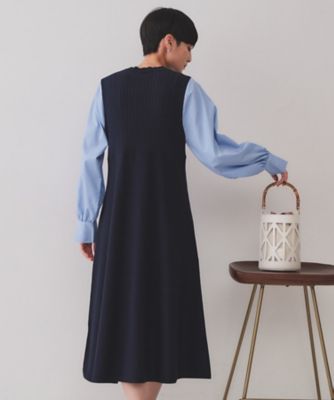 フハクスリーブドッキングニットワンピース【洗濯機洗い可／抗ピル