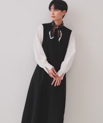 【SALE】OPAQUE.CLIP (Women)/オペークドットクリップ フハクスリーブドッキングニットワンピース【洗濯機洗い可/抗ピル】(2002433903) クロ519 ワンピース・ドレス【三越伊勢丹/公式】